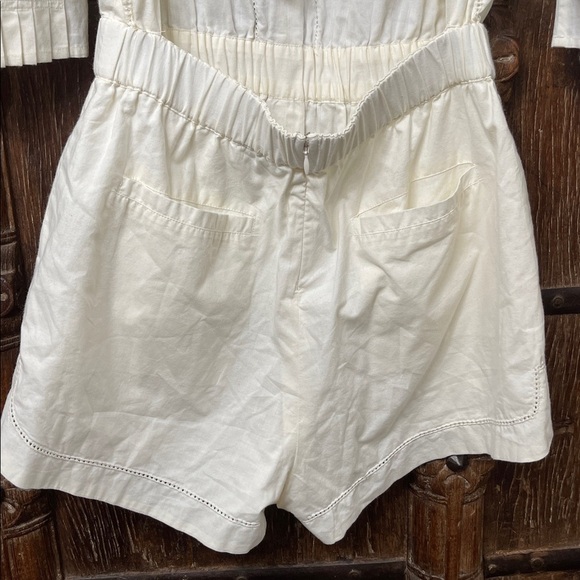 Sea NY Thora Thread Pull Romper In Cream Cotton Size 6 - Picture 4 of 13